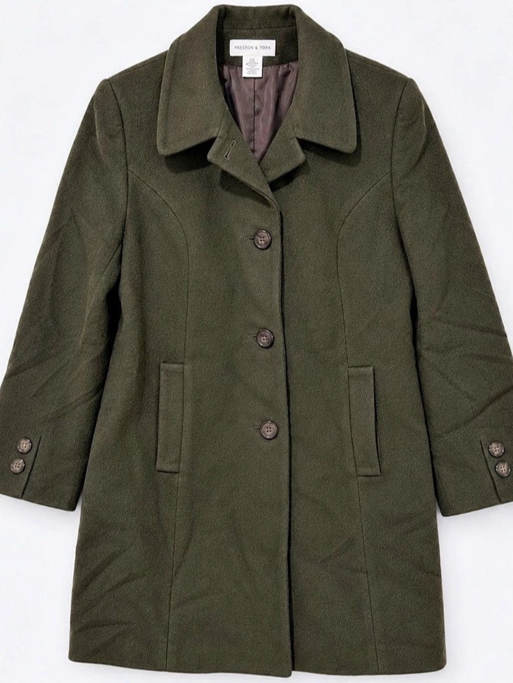 Preston & York 100% wool Pea Coat in Green Size 12
